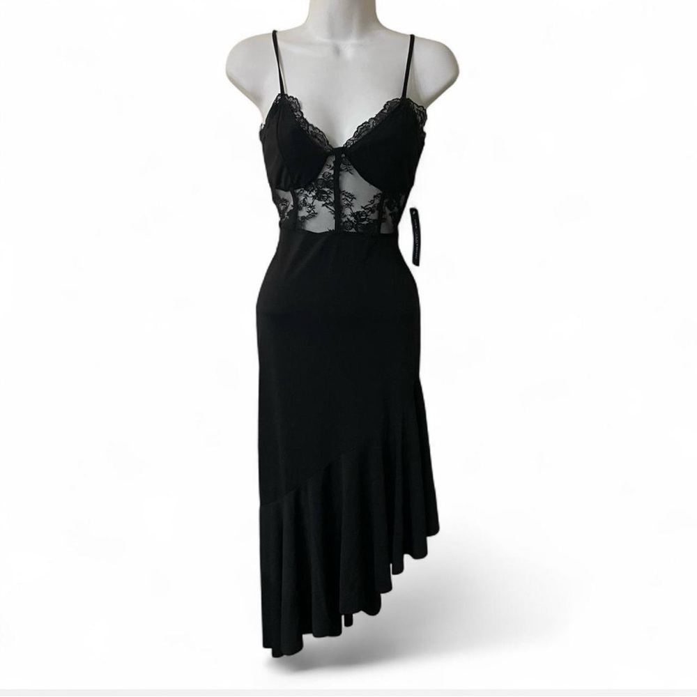 Elegant Black Lace Midi Dress